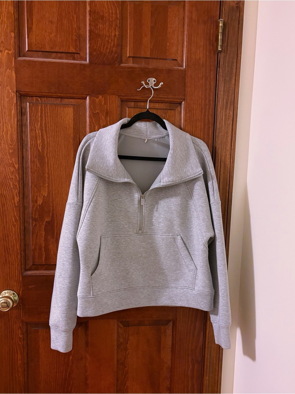 CALIA Soft Scuba 1/4 Zip Pullover Top Light Heather Grey NWOT Size L